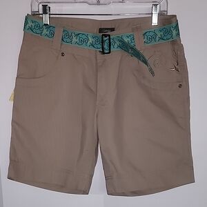 Cabela's Tan Womens  Shorts with Teal Belt Size 6 NWT
